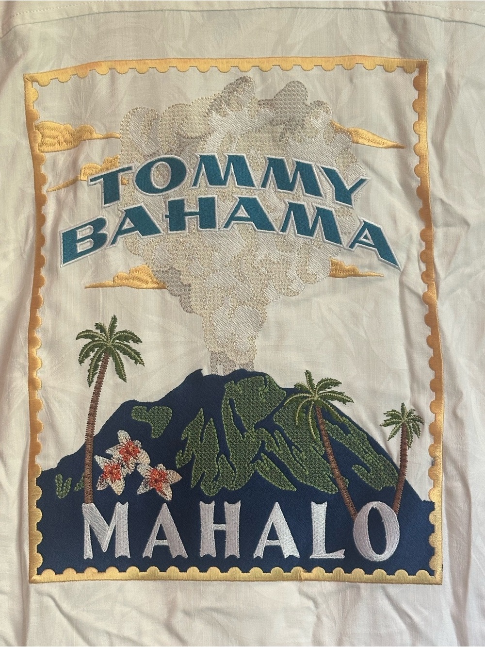 NWT Tommy Bahama Men 100% Silk Ivory Short-Sleeve Camp Shirt Hawaii Mahalo Sz XL